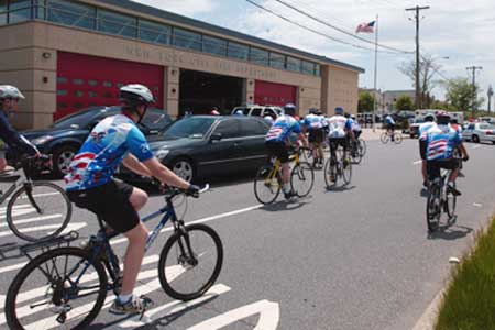 EMS members get started on the annual EMS Memorial Bike Ride to Roanoke, Va. on May 20. The bike ride kicks off National EMS Week. 