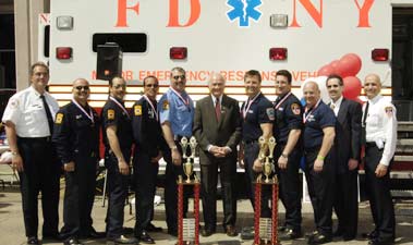 The 7th Annual EMS Competition took place at FDNY Headquarters on May 22. Both of the winning teams (for ALS and BLS skills) were from the Bureau of Training.