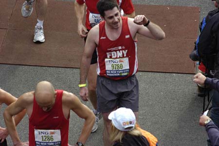 FDNY members gear up for the ING New York City Marathon.