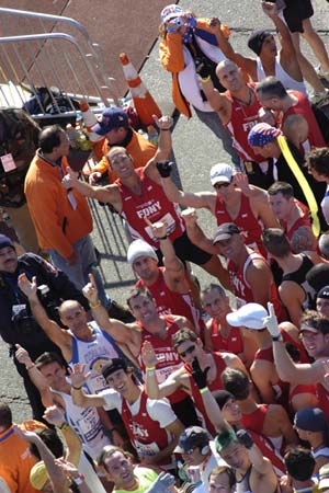 FDNY members gear up for the ING New York City Marathon.
