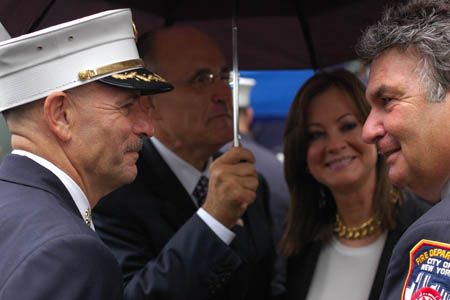 Thousands of people from around the world attended the annual ceremony at the World Trade Center site, remembering the 343 FDNY members and nearly 3,000 others who died in the terrorist attacks. First responders read the names all those who lost their lives on September 11, 2001.
