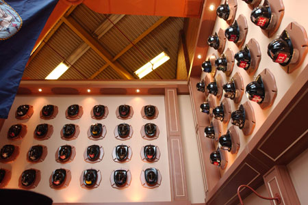 The new wall at the Fire Academy dedicated to the 44 members of the FDNY who have died while serving with the armed forces from WWI to Operation Iraqi Freedom.