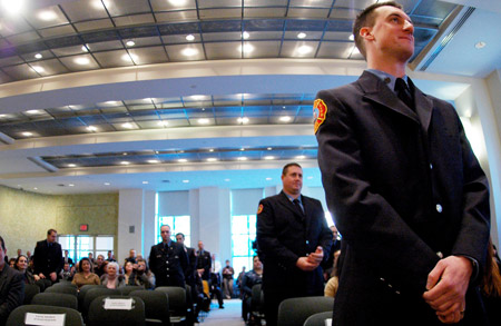 The 16 firefighters who donated bone marrow in 2007 were asked to stand and be recognized during the Honor Roll of Life ceremony on January 28.