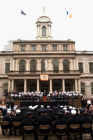 Fifteen fire officers, one EMS officer, one fire marshal, 21 firefighters, five paramedics, five emergency medical technicians (EMTs), one EMS fellow and two fire companies received medals during the annual ceremony on the steps of City Hall.