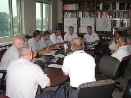 As members of the FDNY's IMT arrived in Baton Rouge, the immediately began meeting to plan for their logistics, operations, planning, safety and command efforts.
