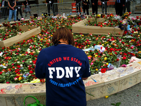 Firefighters, EMS members, family and friends gathered at the World Trade Center site for the seventh annual ceremony honoring the nearly 3,000 people who died on Sept. 11, 2001, including 343 FDNY members.