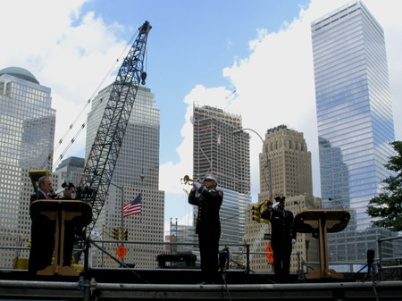 FDNY Ceremonial Unit joins Mayor Michael Bloomberg during the name reading ceremony at the World Trade Center site.