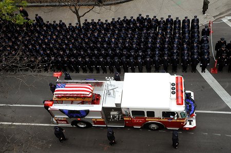 Thousands of FDNY members gathered in upper Manhattan for Probationary Firefighter Jamel M. Sears's funeral service.