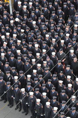 FDNY members gathered outside Sacred Heart Church in Staten Island Nov. 26 to say farewell to Lt. Robert J. Ryan Jr.
