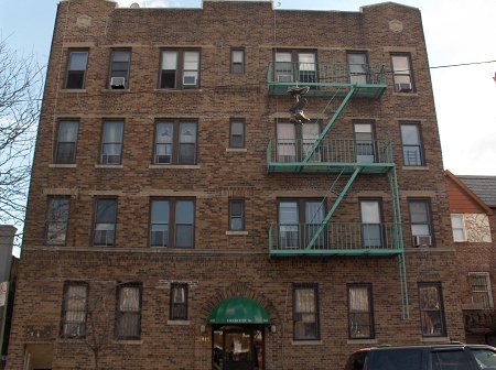The fire building in Astoria, Queens, where Firefighter Brian Connelly of Ladder 116 rescued a man on Dec. 4.