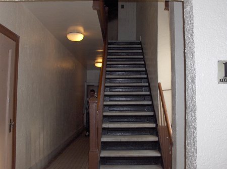 Stairway leading to the fire apartment.