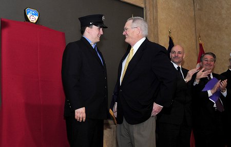 Firefighter Alex Lee meets his bone marrow and stem cell recipient, Gary Williams, from Brandon, Miss.