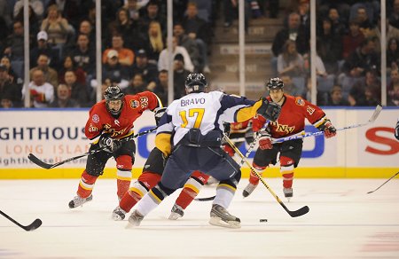 There were more than 10,000 people attending the game at Nassau Coliseum.