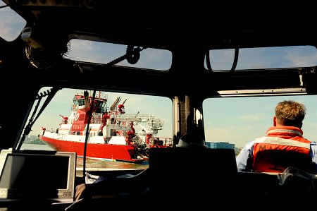 The view of the Three Forty Three from the fireboat Marine 1 Alpha.
