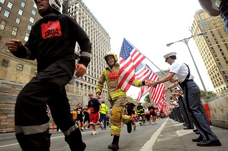 Firefighters from around the world run the annual race in full gear, in memory of Firefighter Stephen Siller.