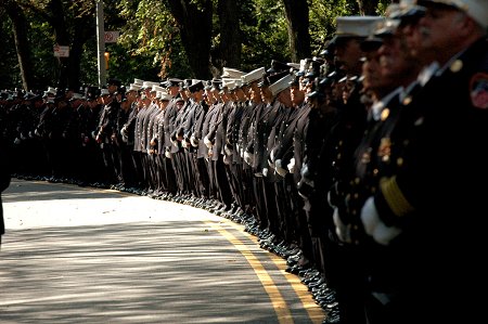 Thousands of active and retired members attended the Memorial Day ceremony at the Firefighter's Monument on Riverside Drive.