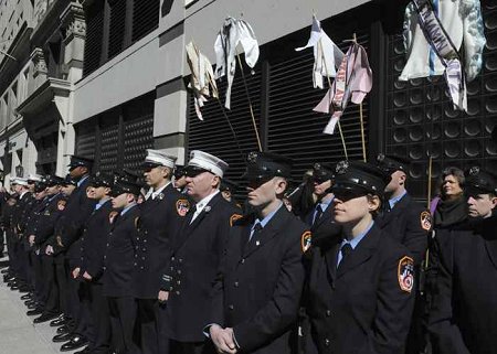 Firefighters representing every fire company that responded to the Triangle Shirtwaist fire.