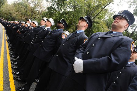 Thousands of FDNY members lined up along Riverside Drive for FDNY Memorial Day.