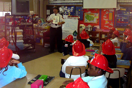 Fire safety educators conduct classroom to classroom lectures.