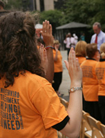 New Civic Corps members being sworn in