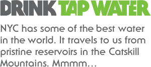 Drink Tap Water - NYC has some of the best water in the world. It travels to us from pristine reservoirs in the Catskill Mountains. Mmmm...