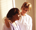 Social worker helping patient