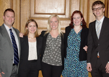 NYU grad students l-r, Alex Merati, Julia Levine, Ellie Brophy, Kelly Barsan, and Erik Halaas.