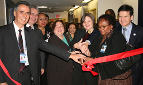Bellevue Hospital leadership cuts the ribbon for the new child & adolescent psychiatric unit.