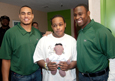 Tony Richardson and Dustin Keller of the NY Jets give out 