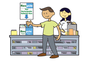 in-store collection of rechargeable batteries