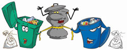 recycling characters with gray can recycling characters with gray can