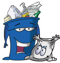 blue recycling bin and clear bag blue recycling bin and clear bag