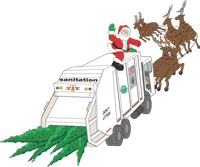 santa on sanitation truck