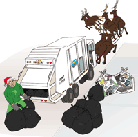 DSNY truck being pulled by reindeer