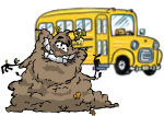illustration: compost pile and school bus