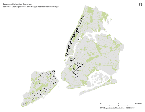 NYC Organics schools map NYC Organics schools map