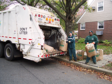 photo: DSNY staff collects leaf bags