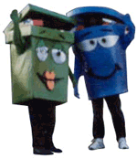 blue and green recycling characters