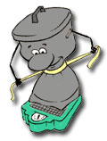 illustration: "wasteless" garbage can, standing on scale