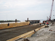 image: More rebar is laid down in advance of concrete along the dock