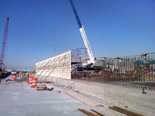 image: The southern wall of the processing building is installed
