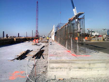 image: An alternate view of the processing building's new wall