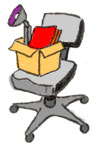 illustration: chair and box of stuff to donate