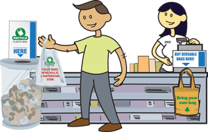 in-store collection of plastic bags
