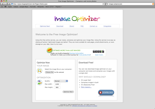Geeks Ltd. Image Optimizer screen shot Geeks Ltd. Image Optimizer screen shot