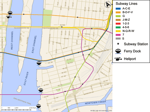 Map of Long Island City Transportation