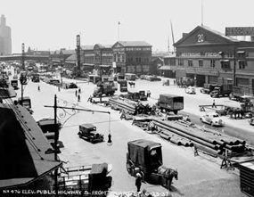 View of West Street along the Hudson River waterfront, 1937.
