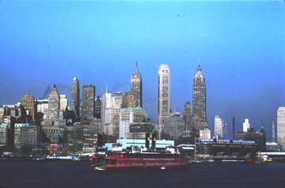 Staten Island Ferry against the Manhattan skyline, 1950.