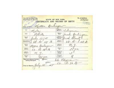Sample of Heirloom Certificate
