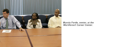 Marcia Forde, center, at the Workforce1 Career Center.